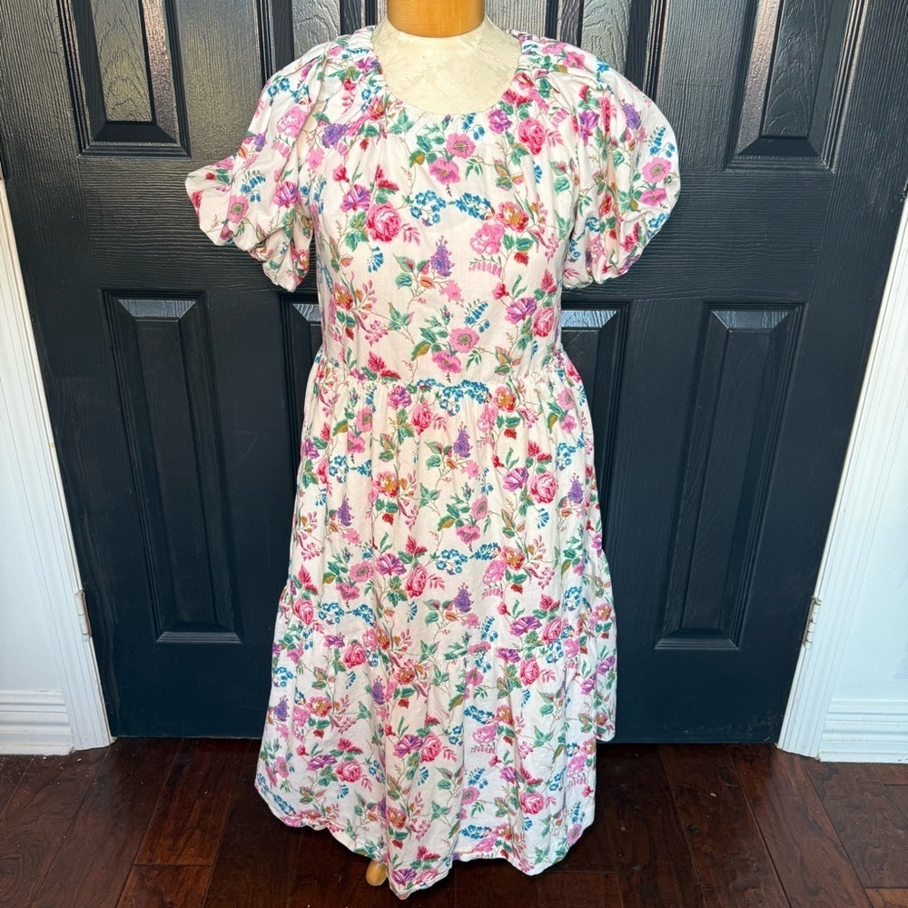 Moodie Floral Dress Puff Sleeves M